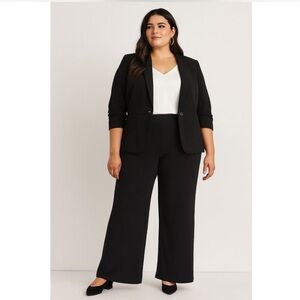 Lauren Ralph Lauren | 100% Silk Black Wide Leg Pants Lined Trousers, Size 22W